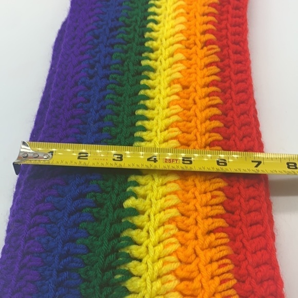 Rainbow Crocheted Scarf - 72” long - Picture 3 of 3